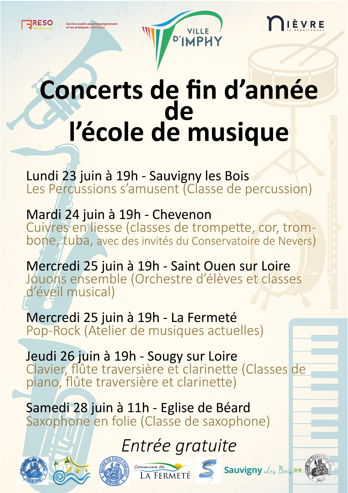 Affiche concerts de fin d'année 2025