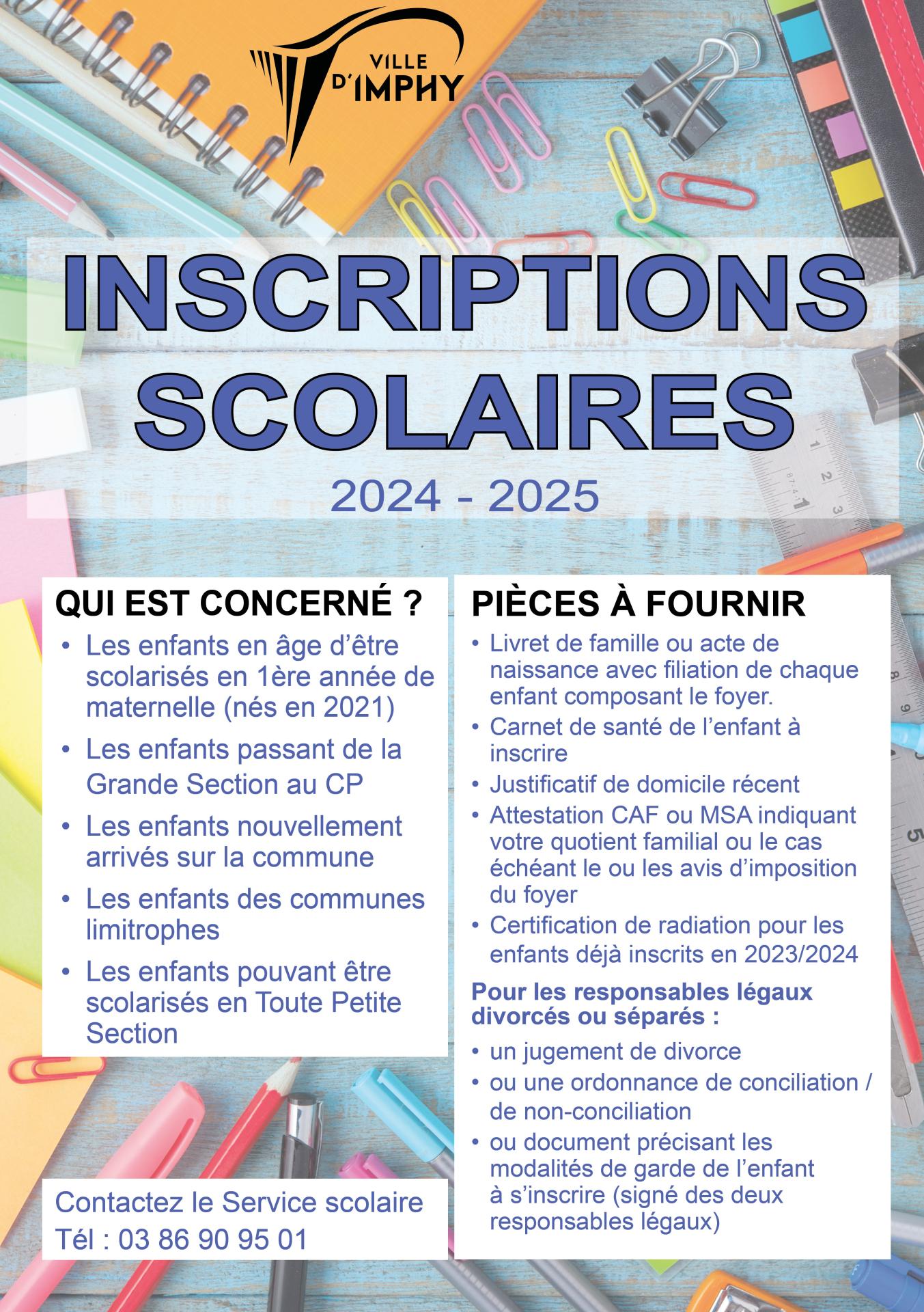 Affiche inscriptions scolaires